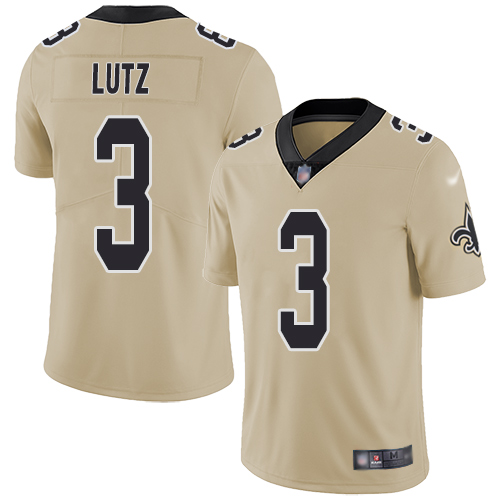 Men New Orleans Saints Limited Gold Wil Lutz Jersey NFL Football #3 Inverted Legend Jersey